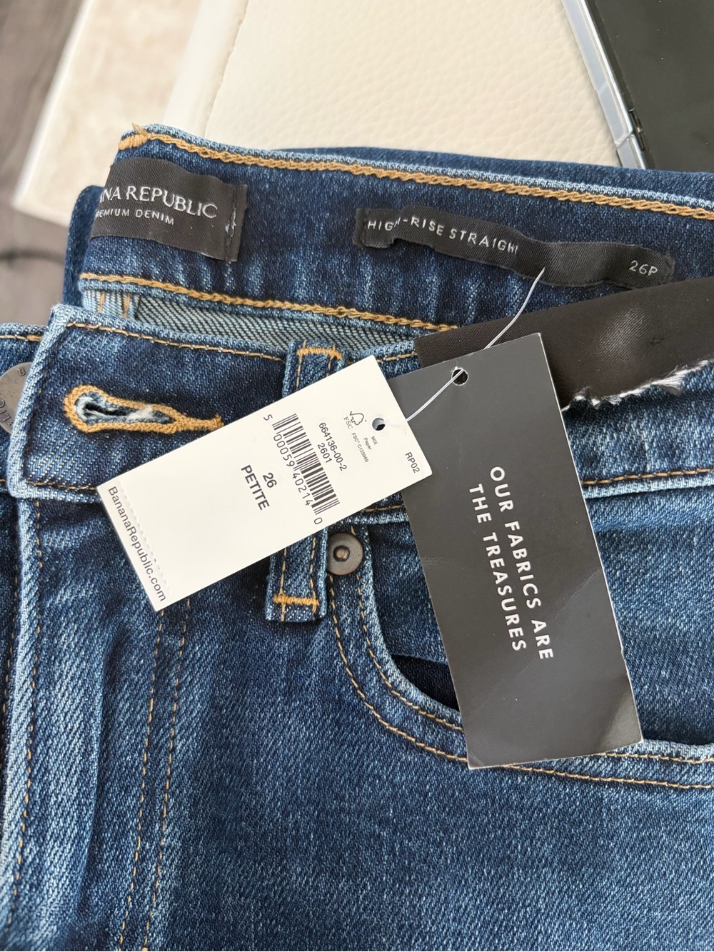 Banana Republic High-Rise Straight Jeans - Dark Blue Denim